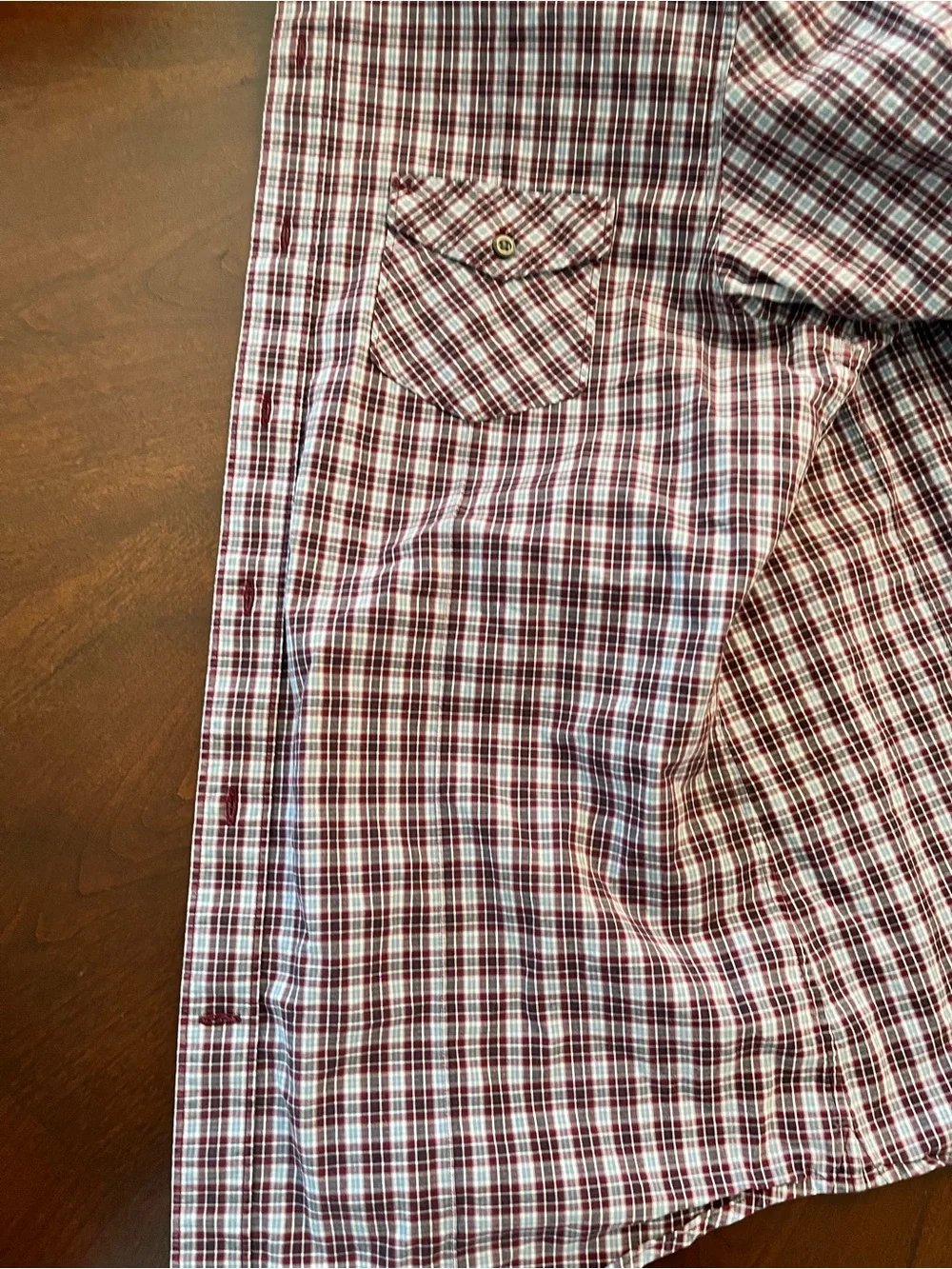 Banana Republic Men's Burgundy and White Plaid Button-Down Shirt